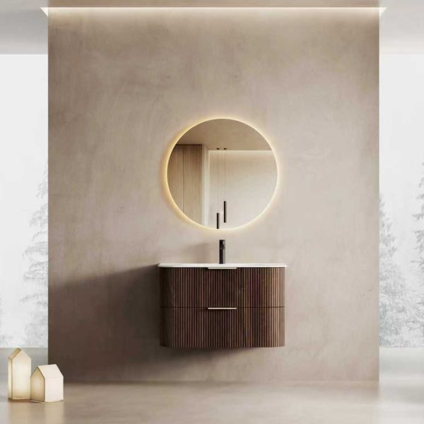 Nova Wall Vanity - 600 / 750 / 900, Walnut - Image 3